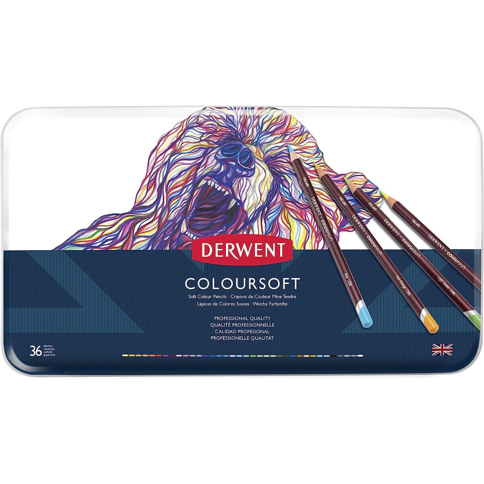 Derwent Coloursoft Colouring Pencils, Drawing & Writing, Set Of 36, Ideal For Colour Building, Professional Quality, 0701028