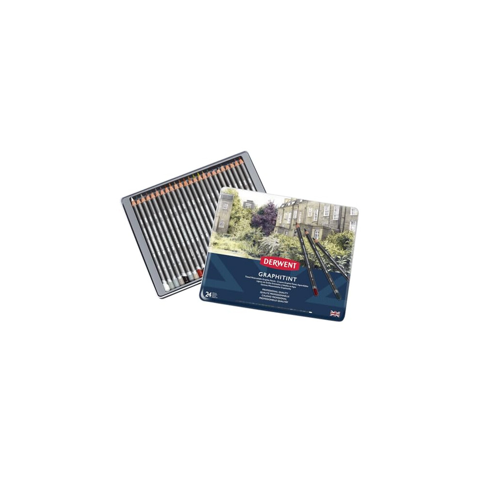 Derwent Graphitint Tinted Graphite Drawing Pencils, Set Of 24, Watersoluble, Professional Quality, 0700803
