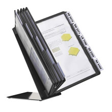 Durable VARIO Display Panel Desk Unit | 10 Panels and Tabs in Black | Perfect for Storing and Displaying A4 Documents