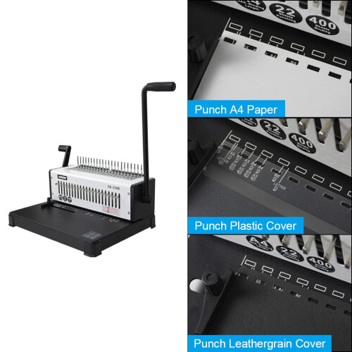 RAYSON Comb Binding Machine, 21-Hole, Binds 400 Sheets, With Durable Metal Construction, A4, SD-220B 1