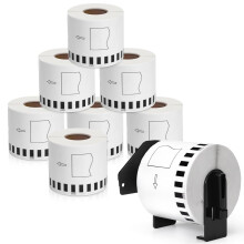 8 Rolls Continuous Length Paper Address Labels Compatible with Brother DK-22205 62mm x 30.48m White Sticker Labels, Work with Brother QL-700 QL-800 QL
