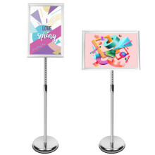 YIYO Floor Standing A3 Sign Holder, Adjustable Aluminum Display Stand for Weddings and Business Activities (Silver)