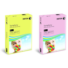 Xerox Symphony Coloured Paper Multifunctional Ream-Wrapped 80gsm A4 Yellow Ref 003R93975 [500 Sheets] & 80gsm A4 Pastel Tints Pink Ream Symphony Paper