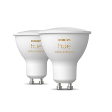 Philips Hue White Ambiance Smart Light Bulb 2 Pack [GU10 Spot] with Bluetooth. Works with Alexa, Google Assistant and Apple Homekit.