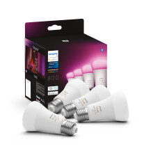 Philips Hue New White and Colour Ambiance Smart Light Bulb 4 Pack 60W - 800 Lumen [E27 Edison Screw] with Bluetooth. Works with Alexa, Google Assistan