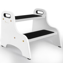 StrongTek Wood 2 Step Stool for Kids with Non-Slip Stepping Surface, Portable Handles, Skid Resistant Foot Pads, and 300 lbs. Capacity, Multipurpose H