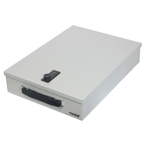 HMF 1413-07 Lockable Document Box with Combination Lock, DIN A4, Light Grey