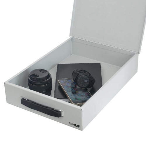 HMF 1413-07 Lockable Document Box with Combination Lock, DIN A4, Light Grey 2