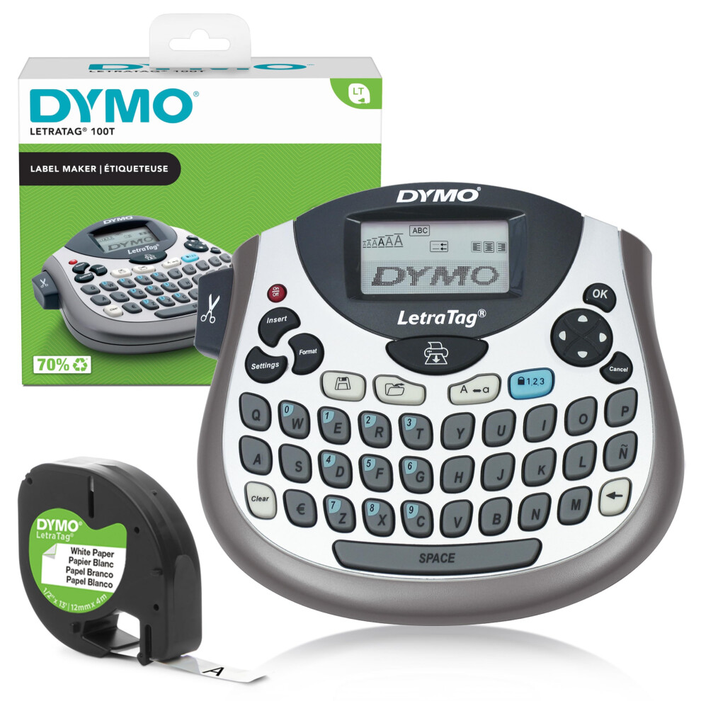 Dymo Letratag Lt-100T Label Maker | Portable Label Printer With Qwerty Keyboard | | Ideal For The Office Or At Home Silver