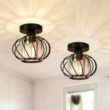 FRIDEKO HOME Modern Crystal Ceiling Light Fixture- Industrial 2 Pack Mini Semi Flush Mount Ceiling Lighting LED Crystal Chandeliers Fitting for Kitche