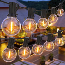 Outdoor Festoon Lights Mains Powered 30M/100FT, Garden Lights Outdoor String Lights with 1W 50+2 Shatterproof G40 Bulbs for Patio, Backyard, Garden, P