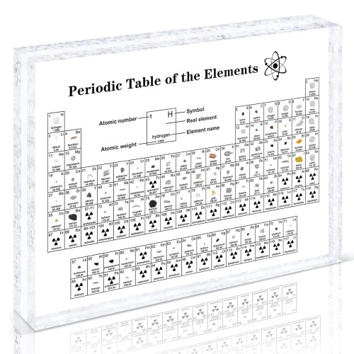 Large Periodic Table with Real Elements Inside, Real Periodic Table of 83 Elements, Acrylic Periodic Table Display with Elements Samples, Chemistry Gi