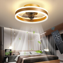 LED Ceiling Fans with Lights Reversible Remote, 6 Speeds Modern Bedroom Fan Ceiling Light Quiet Dimmable Small Ceiling Fan Light for Living Room, Gold