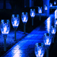 Solar Lights Outdoor Garden, 12 Pack Solar Flame Lights LED Warm Flickering Flames Waterproof Solar Torch Lights Garden Ornaments Landscape Lighting A