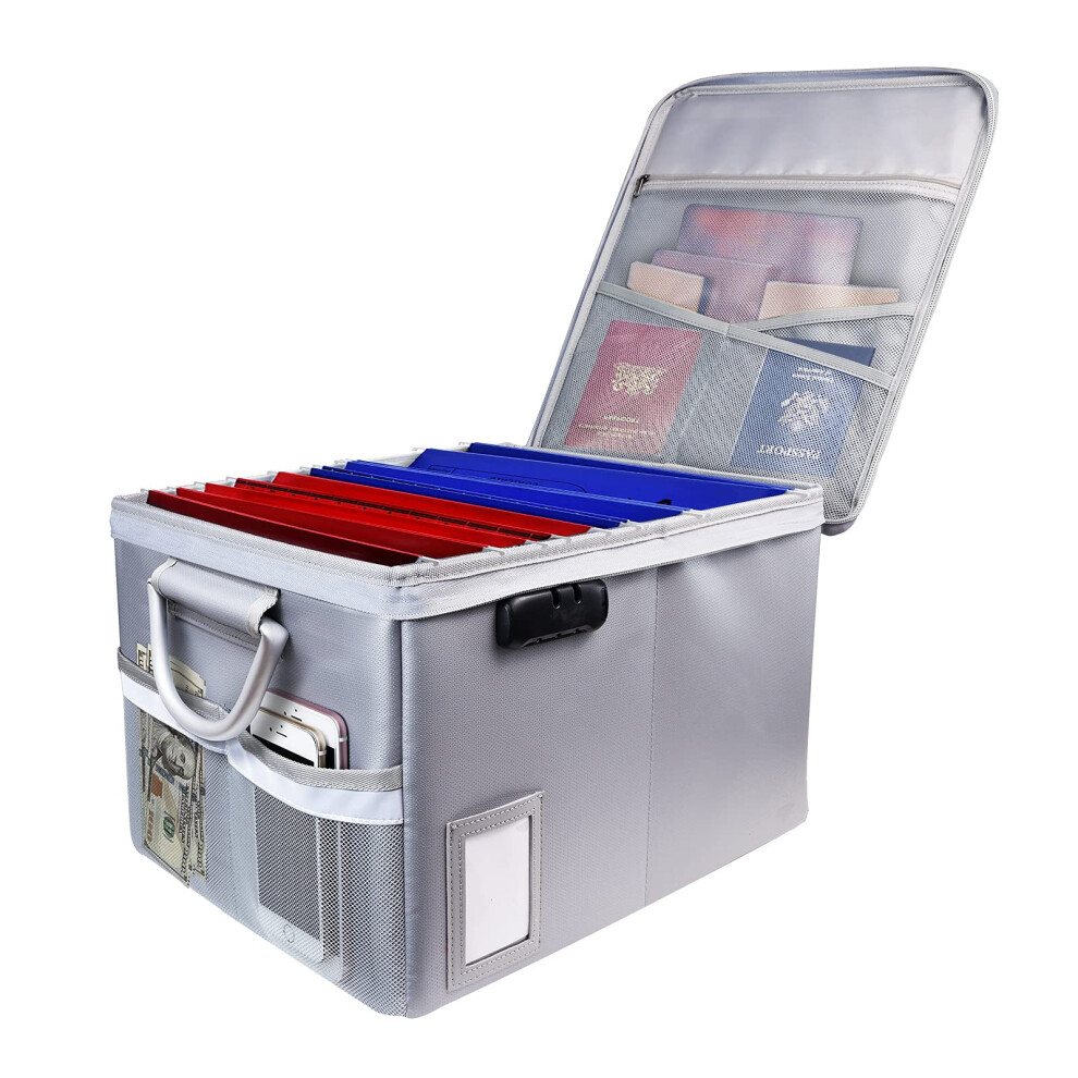 TOMKID Fireproof Document Box File Organizer Box, Fireproof File Cabinet Box Fireproof Storage Filing Cabinet Box with Lock for Hanging Letter/Legal F