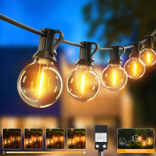 btfarm 23M/75FT Outdoor Festoon Lights Mains Powered?Timer & Dimmable?30+3 LED Garden Lights Mains with Shatterproof G40 Bulbs, Waterproof Outside Str
