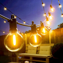 Kawaya Garden Lights Mains Powered 20M Outdoor Festoon Light with 30+2 LED Globe Bulbs Shatterproof Waterproof IP65 String Lights for Gazebo Patio Fes