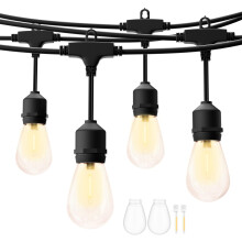 ZOTOYI S14 Outdoor String Lights Mains Powered 100FT, Garden String Lights with 30+2 Plastic LED Bulbs, Waterproof IP65 Heavy Duty Festoon Lights for