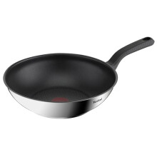 Tefal Comfort Max 28cm Stainless Steel Wok Pan ? Durable Non-Stick Pan with Thermo-Spot Heat Indicator, Induction Compatible Base, Comfortable Grip Ha