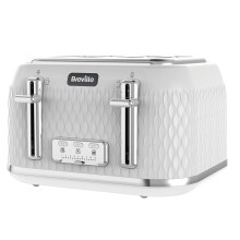 Breville Curve 4 Slice Toaster with High Lift & Wide Slots | White & Chrome [VTT911]