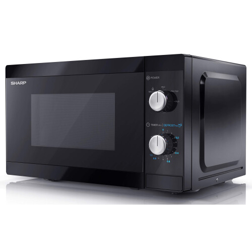 Sharp SHARP YC-MS01U-B Compact 20 Litre 800W Manual control Microwave, 5 power levels, defrost function, LED cavity light - Black