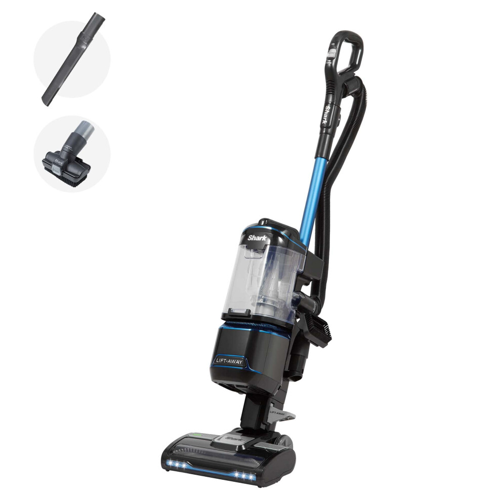 Shark Corded Upright Vacuum Cleaner 1.1L with Lift-Away Technology, LED Headlights, Anti-Allergen, 8m Cord, 750W, Crevice & Multi-Surface Tools, Blue/
