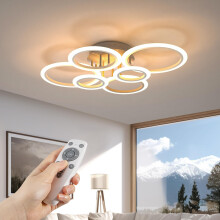 RUYI Ceiling Lights,Modern LED Arylic 6 Ring 72W 6400LM Flush Chandeliers Lamp with Remote Control,for Living Room,Bedroom,Bathroom,Dimmable 2800-7000
