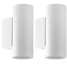 Klighten 2 pcs Outdoor Wall Light IP65 Up Down Outside Wall Lighting Modern Aluminum Wall Lamp for Garden Entrance Corridor Courtyard, Socket GU10, Wh
