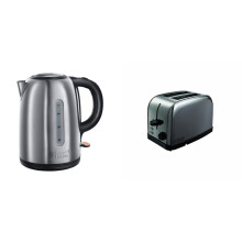 Russell Hobbs 20441 Snowdon Kettle, 1.7 Litre, Stainless Steel & Futura 2-Slice Toaster 18780 - Stainless Steel Silver