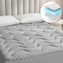 EHEYCIGA Memory Foam Mattress Topper Small Double Bed, Gel Mattress Pad with Extra Deep Pocket, Breathable Mattress Cover, 122x190x3cm, Grey