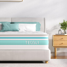 TeQsli Double Mattress, 4FT6 7-Zone Gel Memory Foam, 10 Inch Pocket Sprung Hybrid Orthopedic Mattress Medium Firm for Pressure Relief and Motion Isola