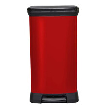 Curver Metal Effect 70% Recycled Kitchen Pedal Touch Deco Bin 50 Litres - Red