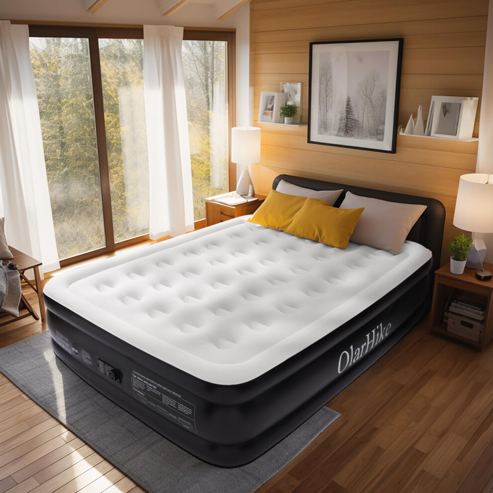 Olarhike Inflatable Mattress, Air Bed With Built-In Electric Pump, King Size Blow Up Self Inflating Guest Airbed With Flocked Surface For Camping Or H