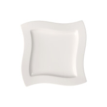 Villeroy & Boch - NewWave Food Plate, Porcelain Plate with Slight Indentation, Square Shape, Dishwasher and Microwave Safe, White, Diameter 27 cm