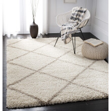 Safavieh Shaggy Rug for Living Room, Dining Room, Bedroom - Hudson Shag Collection, High Pile, in Ivory and Beige, 91 X 152 cm