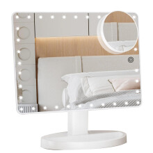 FUNTOUCH Large Lighted Vanity Makeup Mirror (X-Large) with 35 LED Lights, Touch Screen Dimmable and 10X Magnification Dual Power Supply 360?Rotation T