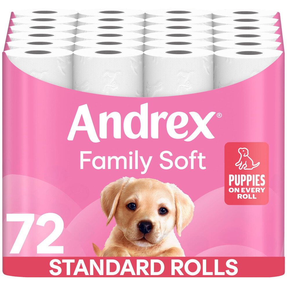 Andrex Family Soft Toilet Tissue 72 Rolls (Previously Andrex Gentle Clean) Gentle on your Family?s skin? Bulk Pack of 72 Toilet Rolls, FSC Certified