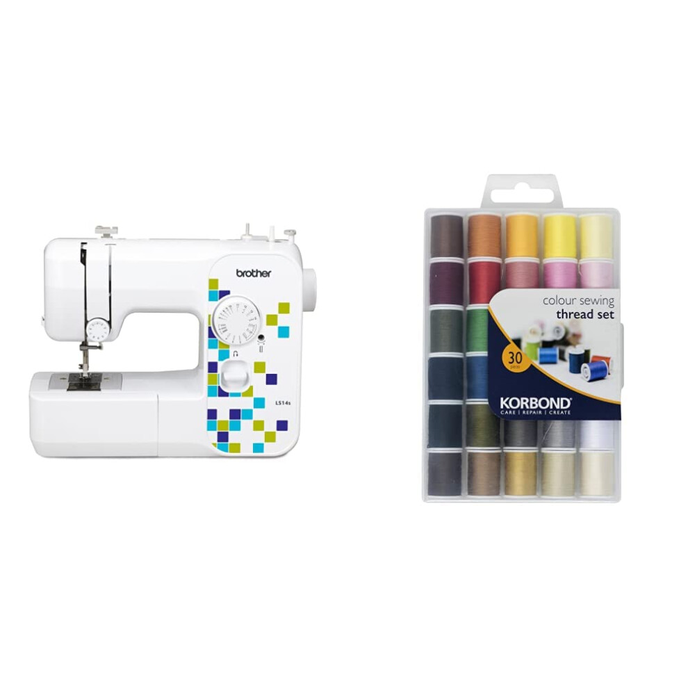 Brother LS14S Metal Chassis Sewing Machine & Korbond Complete Thread Set-1350m-30 x 45m Colours ? Hand and Machine Sewing, Repairs, Crafting, Polyeste
