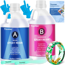 Teexpert Epoxy Resin Crystal Clear Kit 2 Gallon High-Gloss Coating and Casting ResinSelf-Leveling Bubbles Free Resin and Hardener Kit for DIY Decorati