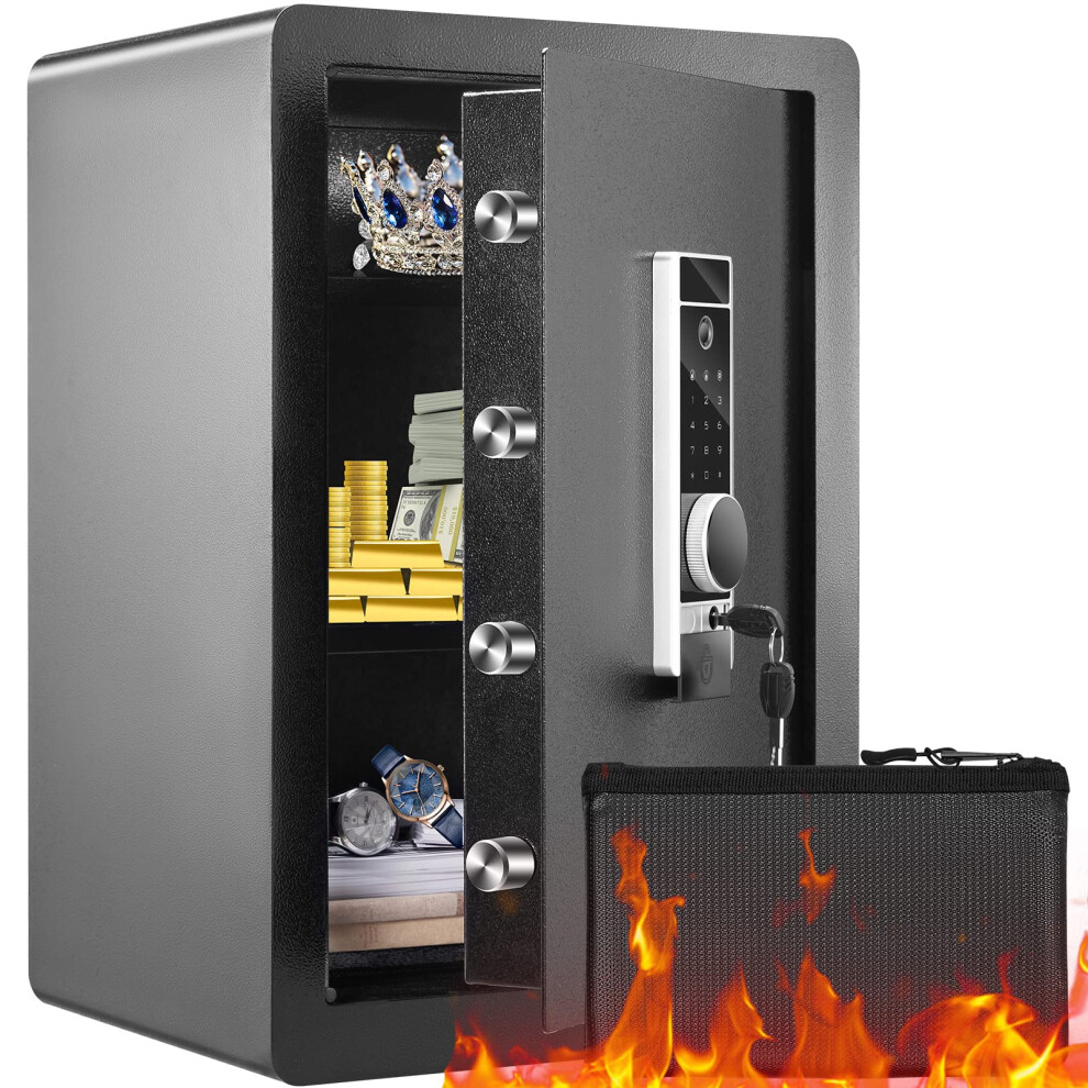 VEVOR Safe, 2.2 Cubic Feet Home Safe, Steel Security Safe with Fingerprint, Digital Keypad and 2 Keys, Cabinet Safe with Large Fire-proof Bag, Protect