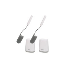 Joseph Joseph Flex Lite - 2-Pack Silicone Toilet Brush with slimline holder set, flexible anti-drip, anti-clog deep clean head, White/Grey, Small