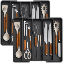 Lifewit Utensil Drawer Organiser, Expandable Large Cutlery Tray for Kitchen, Adjustable Silverware Flatware Holder, Plastic Kitchen Spatula Tools and