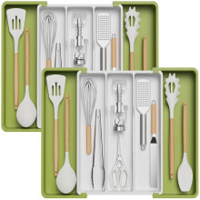 Lifewit Utensil Drawer Organiser, Expandable Large Cutlery Tray for Kitchen, Adjustable Silverware Flatware Holder, Plastic Kitchen Spatula Tools and