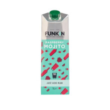 Funkin Raspberry Mojito Pre-Made Cocktail Mix 1 Litre (Case of 6) | Cocktail - Just Add Spirits, Perfect For Parties