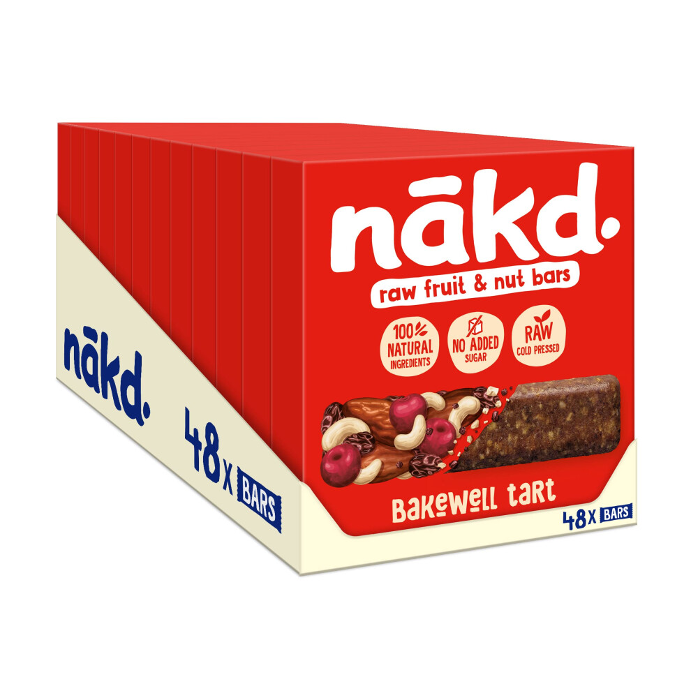 Nakd Bakewell Tart Natural Fruit & Nut Bars - Vegan - Healthy Snack - Gluten Free - 35G X 48 Bars
