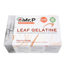 Mr.P Ingredients Silver Grade Leaf Gelatine 400 Leaves 1Kg 180 Bloom Gluten Free Non-GMO Halal Gelatine Sheets