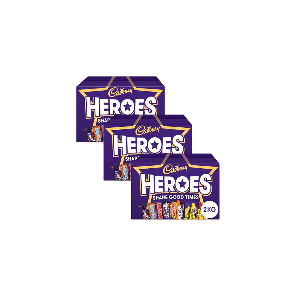 Cadbury Heroes Chocolate Bulk Sharing Box 2Kg Milk Chocolates Individually Wrapped (Pack Of 3)