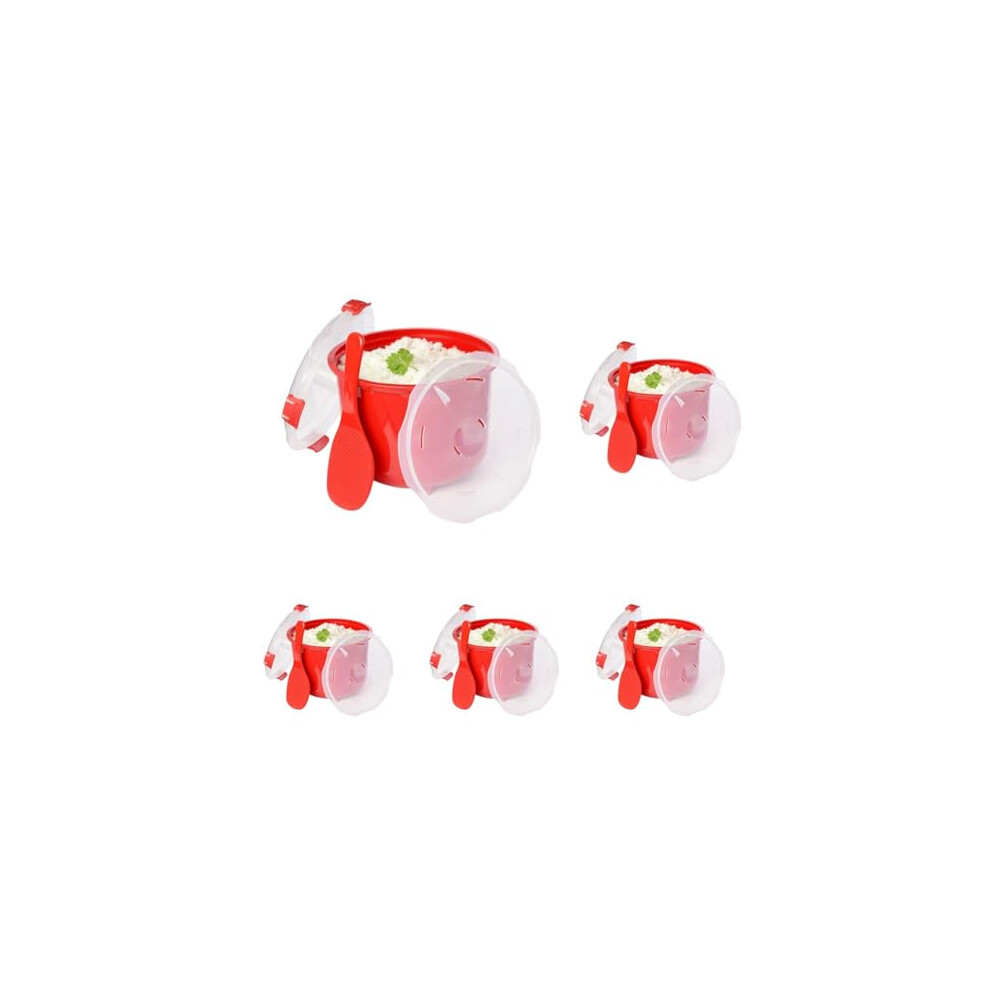 Sistema Microwave Rice Cooker | 2.6 L | Dishwasher Safe Small Rice Cooker | BPA-Free | Red (Pack of 5)