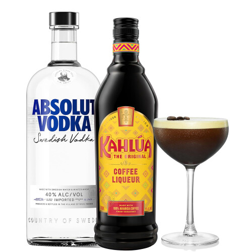 Absolut Vodka Original, 1L and Kahlua Coffee Liqueur, 70cl Espresso Martini Bundle 1