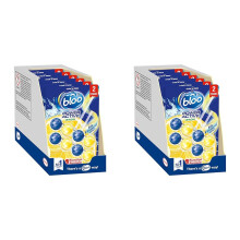 Bloo Power Active Toilet Rim Block Lemon, with Anti-Limescale, Cleaning Foam, Dirt Protection and Extra Freshness - 2x12 pack (12 rimblocks)